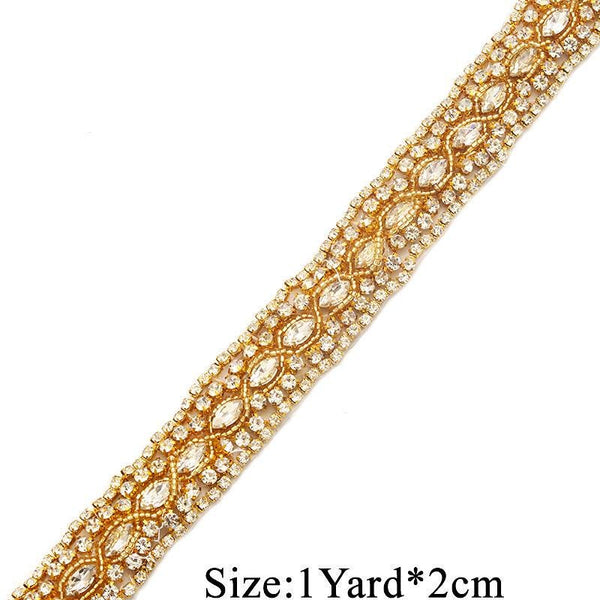 Rhinestone Bridal Dress Applique: Iron-On Patch, Belt Trim (2cm Wide)