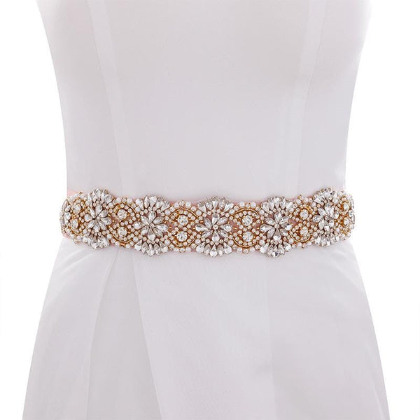 Rhinestone Bridal Belt Applique: Iron-On Patch (10 5/8 in x 2 in)