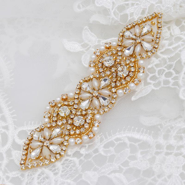 Rhinestone Bridal Applique: Iron-On Patch for Wedding Dress