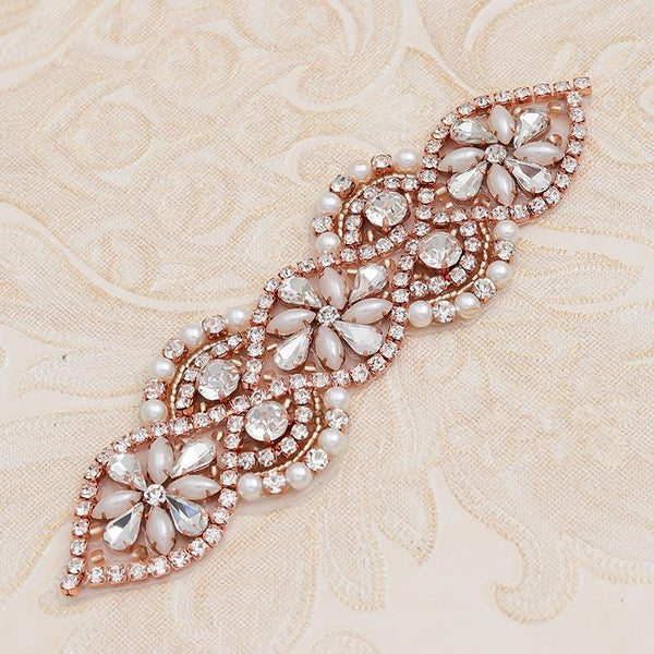 Rhinestone Bridal Applique: Iron-On Patch for Wedding Dress