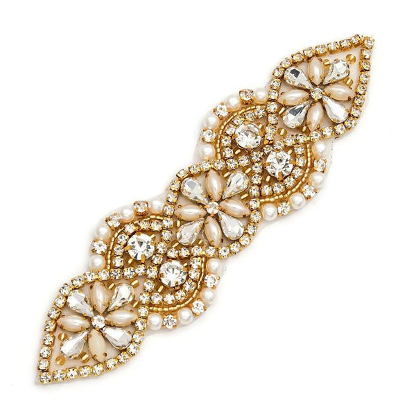 Rhinestone Bridal Applique: Iron-On Patch for Wedding Dress