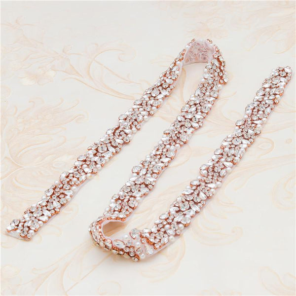 Rhinestone Bridal Belt Applique: Iron-On Rhinestone Patch (1 1/8" Wide)