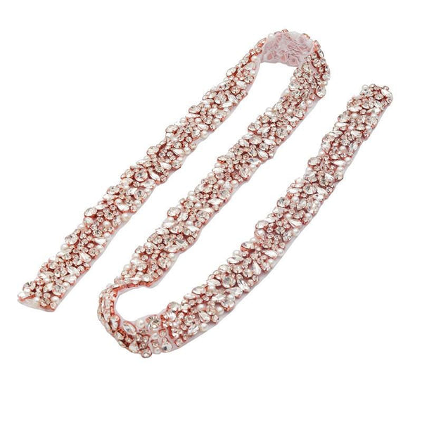 Rhinestone Bridal Belt Applique: Iron-On Rhinestone Patch (1 1/8" Wide)