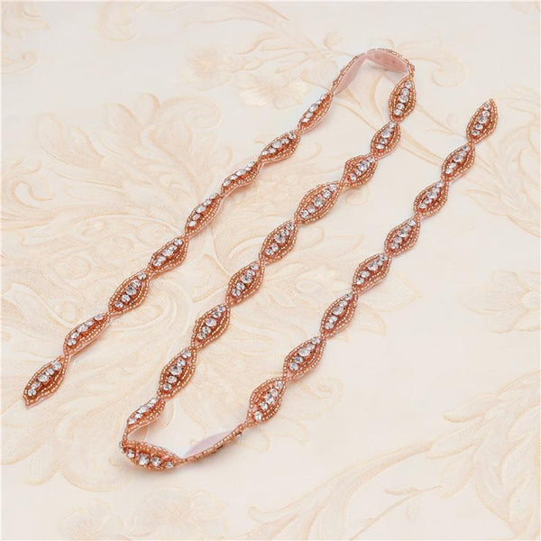 Rhinestone Bridal Applique: Iron-On Patch, Dress Belt Trim (ARA-36)