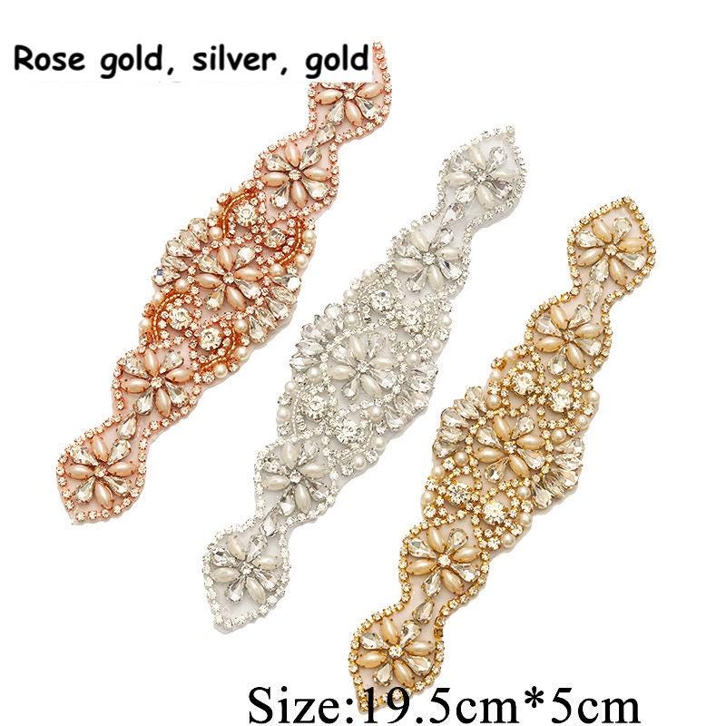 Rhinestone Bridal Applique: Iron-On Patch for Wedding Dress (19.5 cm x 5 cm)