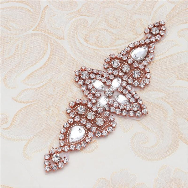 Rhinestone Bridal Applique: Iron-On Patch for Wedding Dress