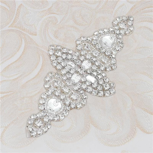Rhinestone Bridal Applique: Iron-On Patch for Wedding Dress