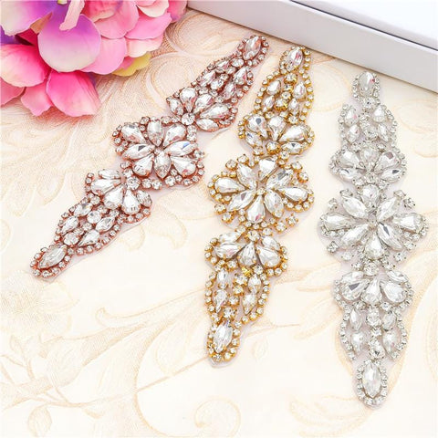 Rhinestone Bridal Applique: Iron-On Patch for Wedding Dress