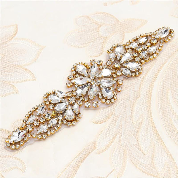 Rhinestone Bridal Applique: Iron-On Patch for Wedding Dress