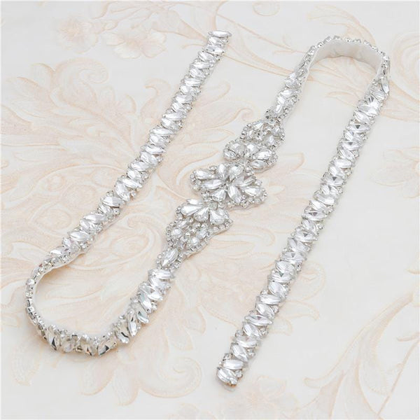 Rhinestone Bridal Belt Applique: Iron-On Patch (1 Yard)