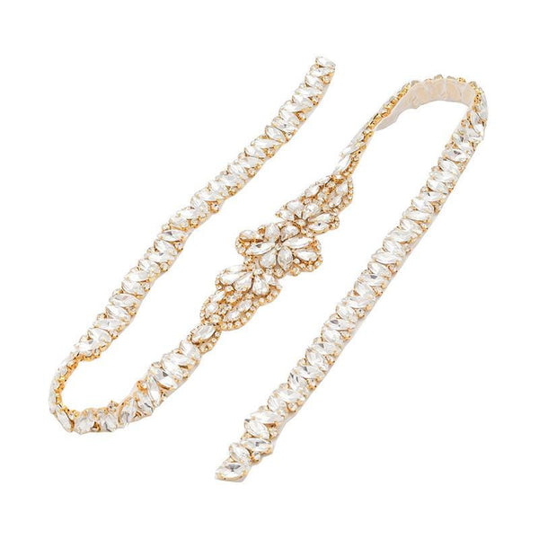 Rhinestone Bridal Belt Applique: Iron-On Patch (1 Yard)
