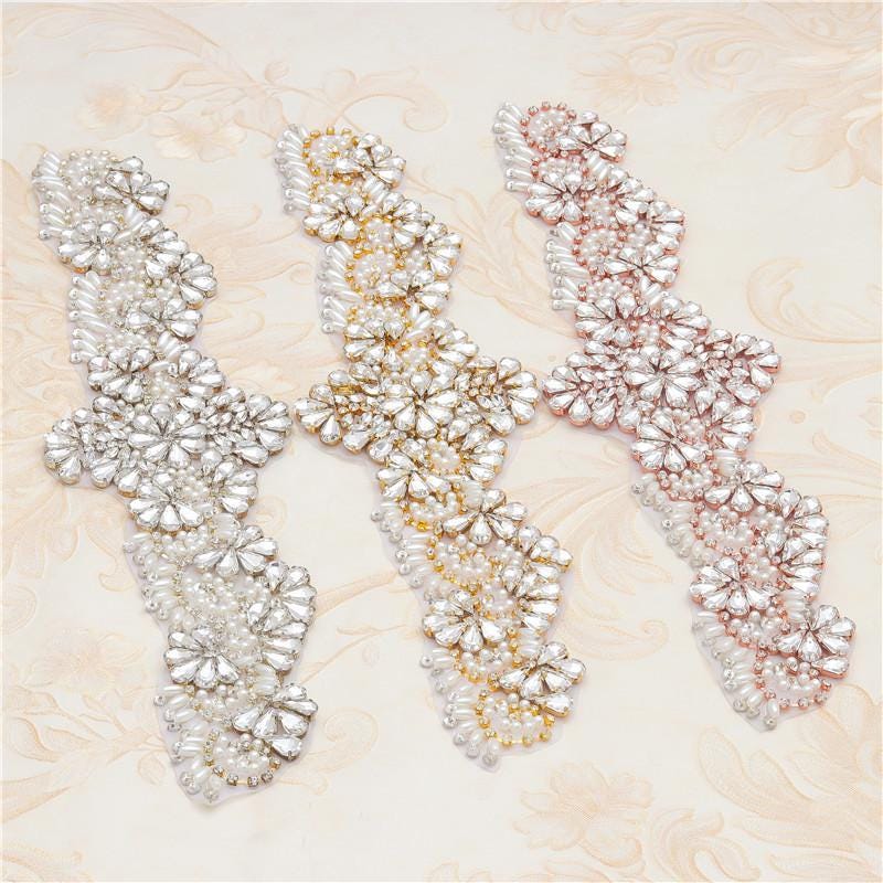 Rhinestone Bridal Applique: Iron-On Patch for Wedding Dress
