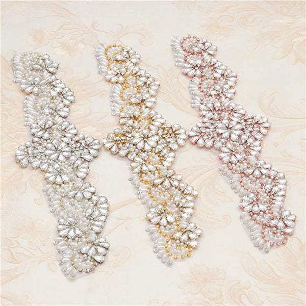 Rhinestone Bridal Applique: Iron-On Patch for Wedding Dress