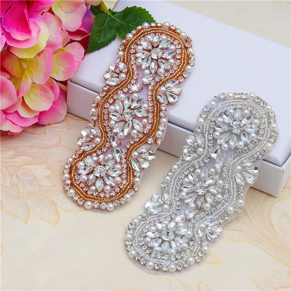 Rhinestone Bridal Applique: Iron-On Patch for Wedding Dress