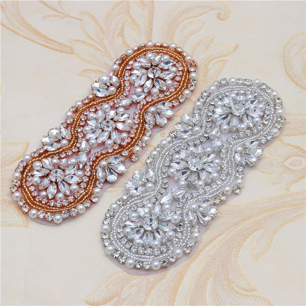 Rhinestone Bridal Applique: Iron-On Patch for Wedding Dress