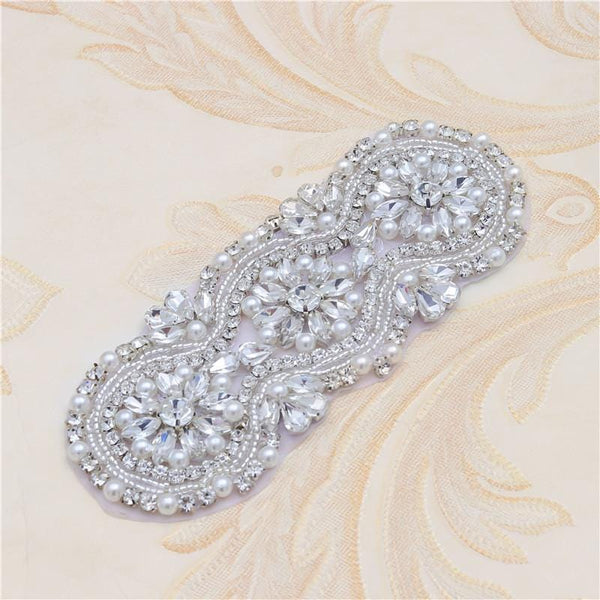 Rhinestone Bridal Applique: Iron-On Patch for Wedding Dress
