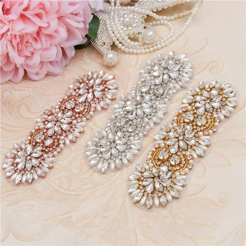 Rhinestone Bridal Applique: Iron-On Patch for Wedding Dress