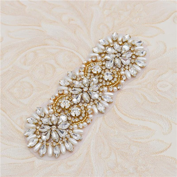 Rhinestone Bridal Applique: Iron-On Patch for Wedding Dress