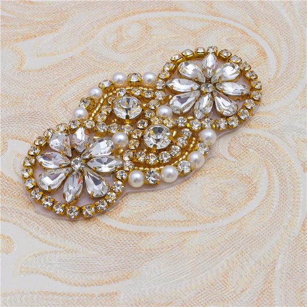 Rhinestone Bridal Applique: Iron-On Patch for Wedding Dress