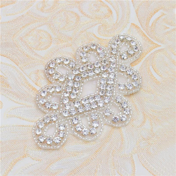 Rhinestone Bridal Applique: Iron-On Patch for Wedding Dress