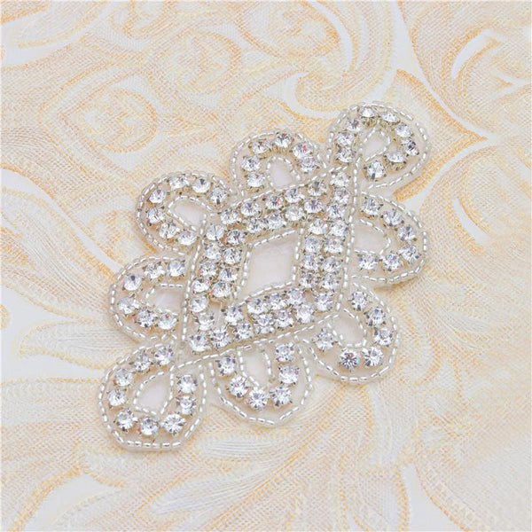 Rhinestone Bridal Applique: Iron-On Patch for Wedding Dress