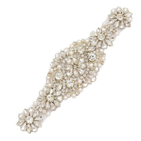 Rhinestone Bridal Applique: Iron-On Patch for Wedding Dress Belt