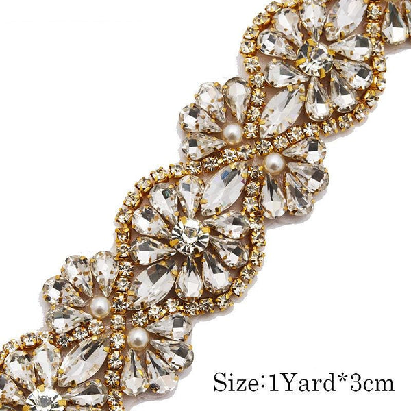 Rhinestone Bridal Dress Trim: Sparkling Wedding Sash Embellishment