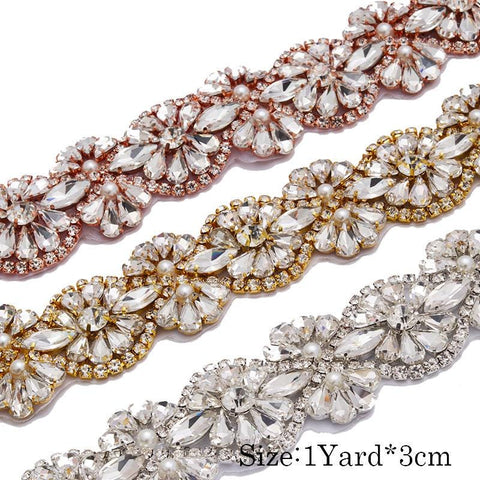 Rhinestone Bridal Dress Trim: Sparkling Wedding Sash Embellishment