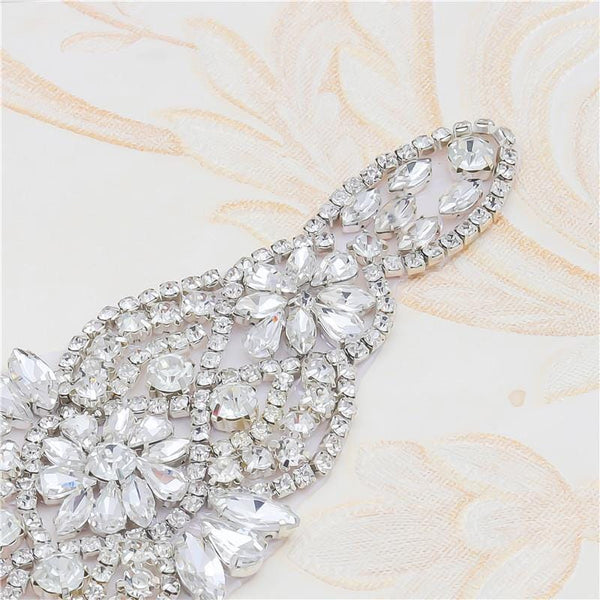 Rhinestone Bridal Applique: Iron-On Patch for Wedding Dress