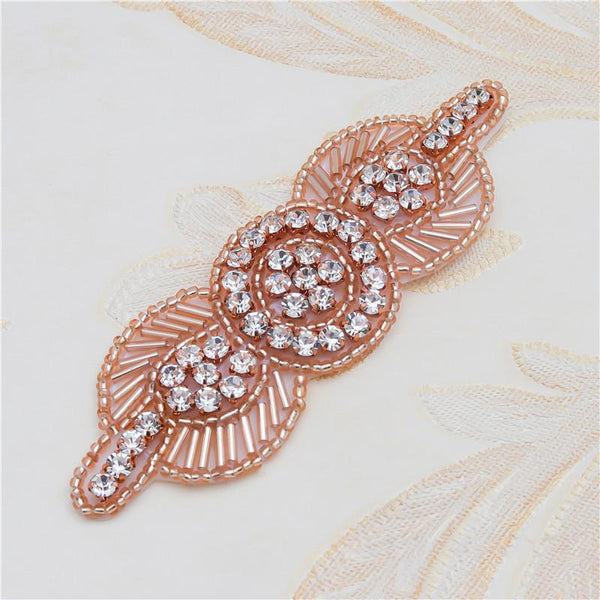 Rhinestone Bridal Applique: Iron-On Patch for Wedding Dress (10cm x 3cm)