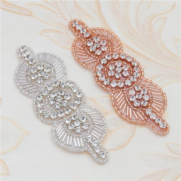 Rhinestone Bridal Applique: Iron-On Patch for Wedding Dress (10cm x 3cm)