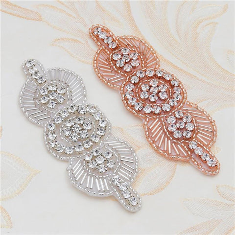 Rhinestone Bridal Applique: Iron-On Patch for Wedding Dress (10cm x 3cm)