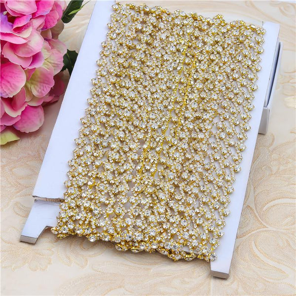 Sparkling Rhinestone Trim: Ultra Thin Crystal Banding, Bridal Gown Embellishment