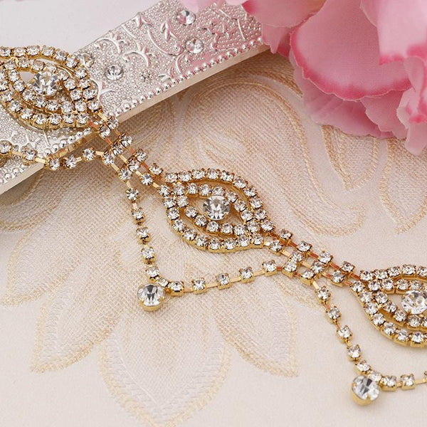 Sparkling Rhinestone Trim: Bridal Dress Belt Embellishment - 2 in Wide