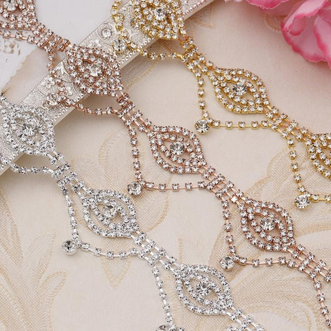 Sparkling Rhinestone Trim: Bridal Dress Belt Embellishment - 2 in Wide