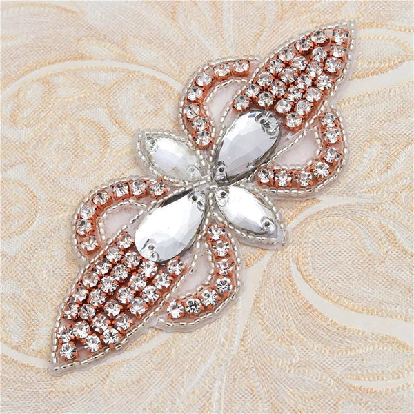 Rhinestone Bridal Applique: Iron-On Patch for Wedding Dress