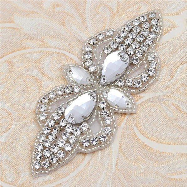 Rhinestone Bridal Applique: Iron-On Patch for Wedding Dress
