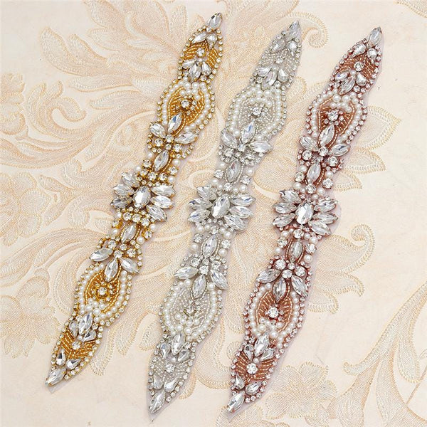 Rhinestone Bridal Applique: Iron-On Patch for Wedding Dress