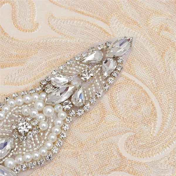 Rhinestone Bridal Applique: Iron-On Patch for Wedding Dress