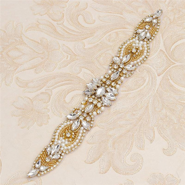Rhinestone Bridal Applique: Iron-On Patch for Wedding Dress