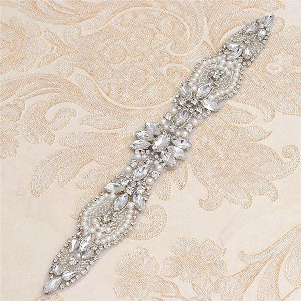 Rhinestone Bridal Applique: Iron-On Patch for Wedding Dress