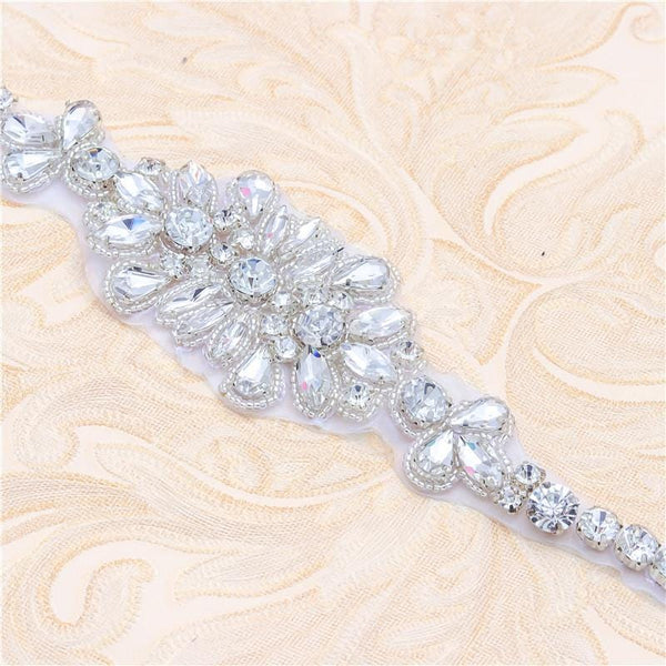 Rhinestone Bridal Applique: Iron-On Patch for Wedding Dress