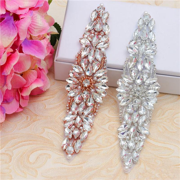 Rhinestone Bridal Applique: Iron-On Patch for Wedding Dress