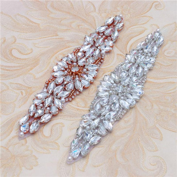 Rhinestone Bridal Applique: Iron-On Patch for Wedding Dress