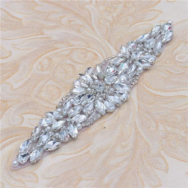 Rhinestone Bridal Applique: Iron-On Patch for Wedding Dress