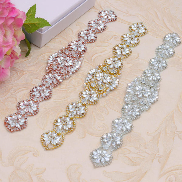 Rhinestone Bridal Applique: Iron-On Patch for Wedding Dress