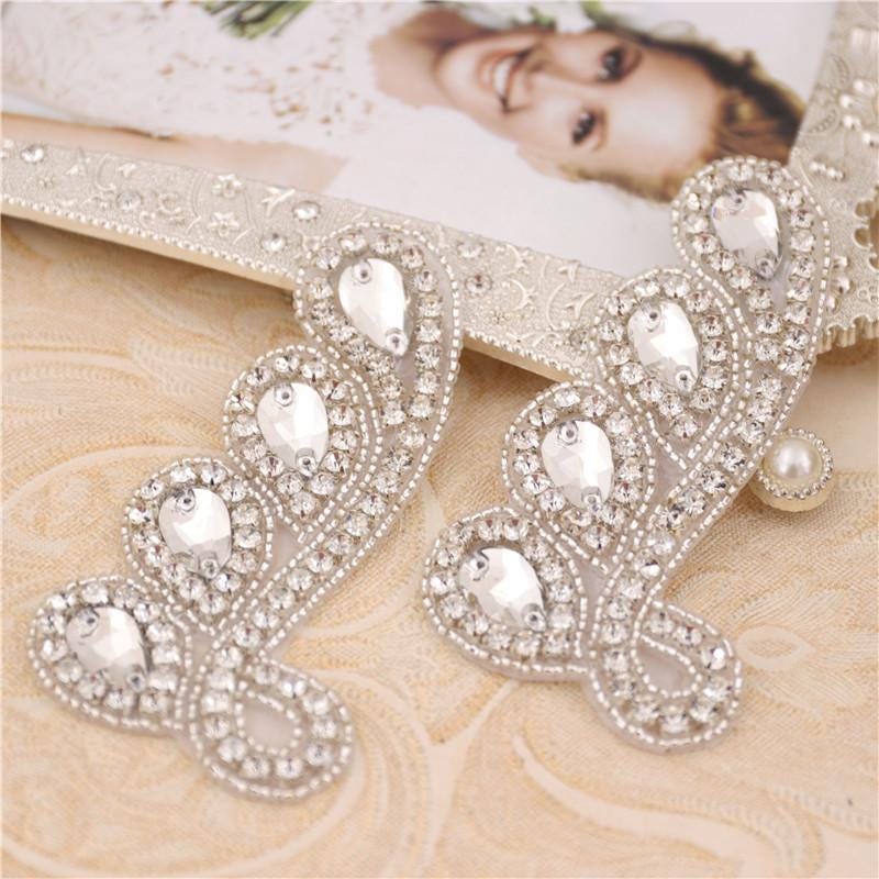 Rhinestone Bridal Applique: Iron-On Patch for Wedding Dress