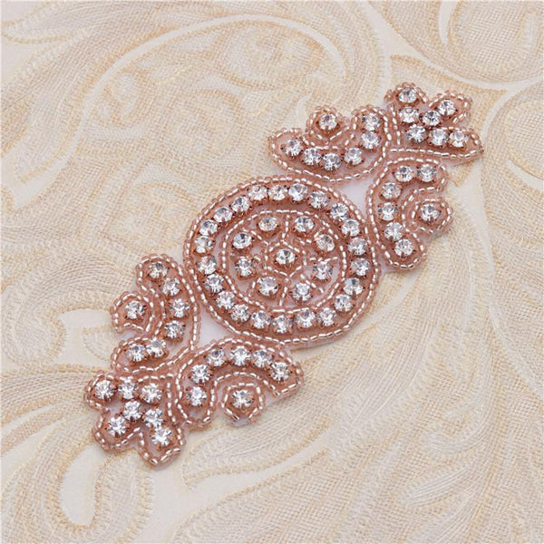 Bridal Dress Iron-On Rhinestone Patch - Colorful Sparkle for Sewing & Crafting Projects, DIY Wedding Embellishments