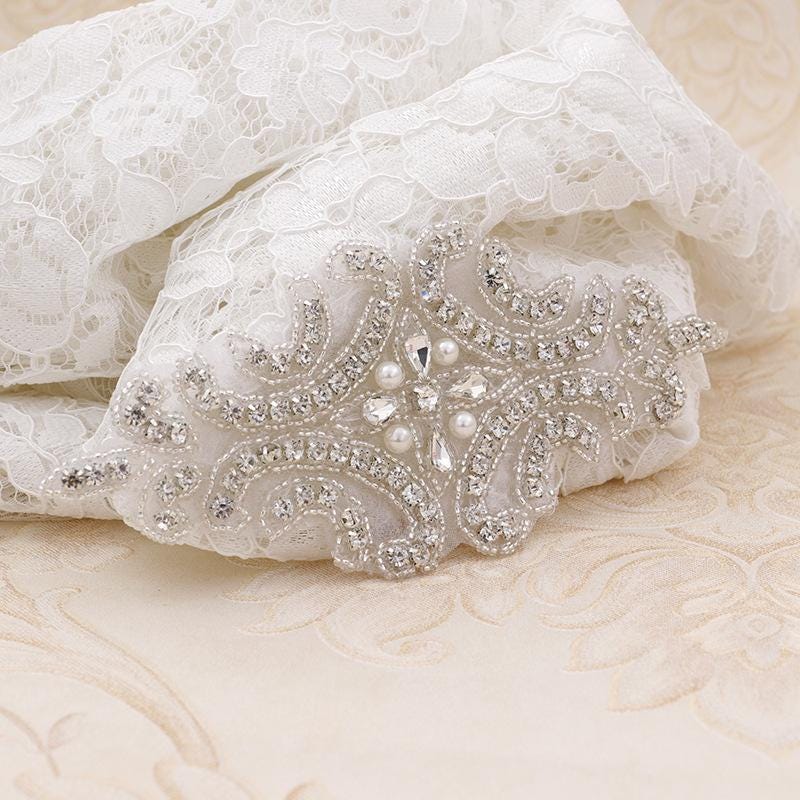 Rhinestone Bridal Applique: Iron-On Patch for Wedding Dress