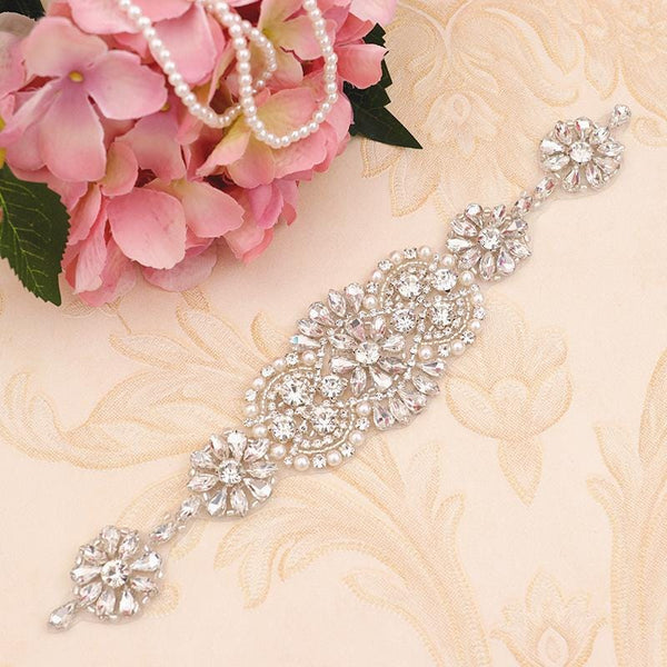 Rhinestone Bridal Applique: Iron-On Patch for Wedding Dress
